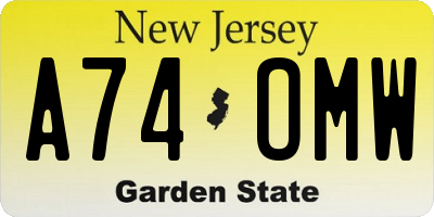 NJ license plate A74OMW