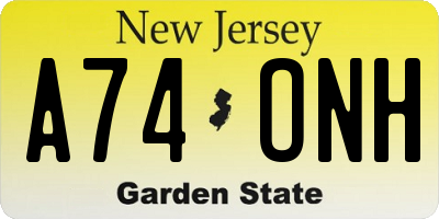 NJ license plate A74ONH