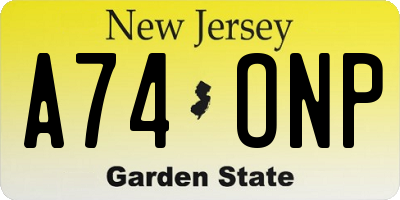 NJ license plate A74ONP