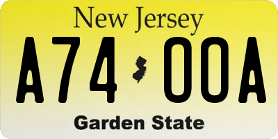NJ license plate A74OOA