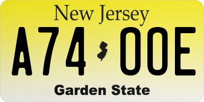 NJ license plate A74OOE