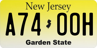 NJ license plate A74OOH