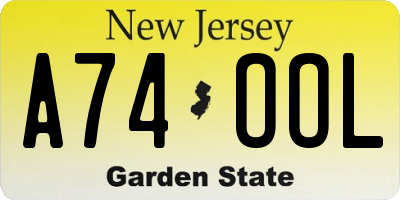 NJ license plate A74OOL