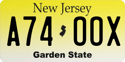NJ license plate A74OOX