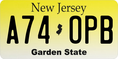 NJ license plate A74OPB