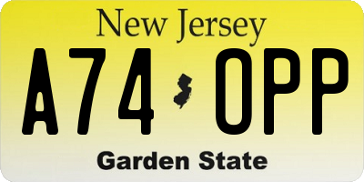 NJ license plate A74OPP