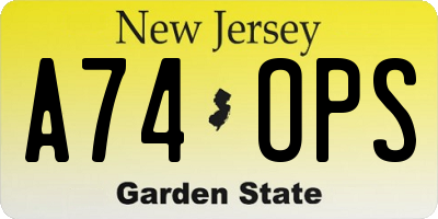 NJ license plate A74OPS