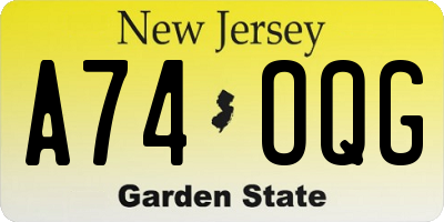 NJ license plate A74OQG