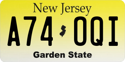 NJ license plate A74OQI