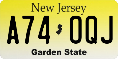 NJ license plate A74OQJ