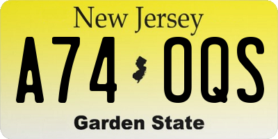 NJ license plate A74OQS