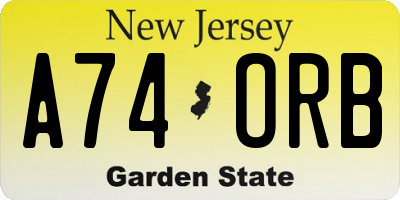 NJ license plate A74ORB