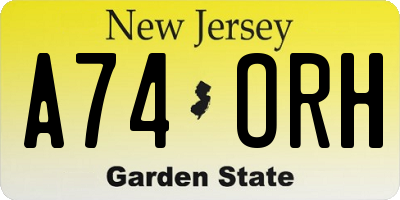 NJ license plate A74ORH