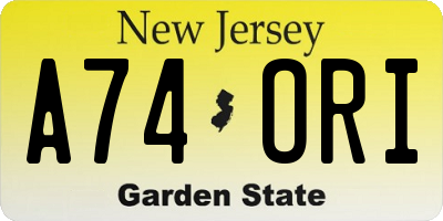 NJ license plate A74ORI