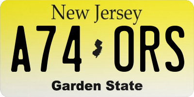 NJ license plate A74ORS