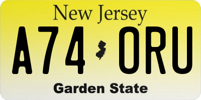 NJ license plate A74ORU