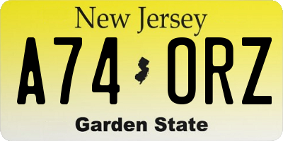 NJ license plate A74ORZ