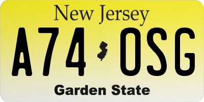 NJ license plate A74OSG
