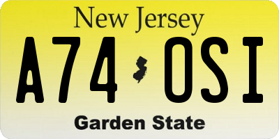 NJ license plate A74OSI