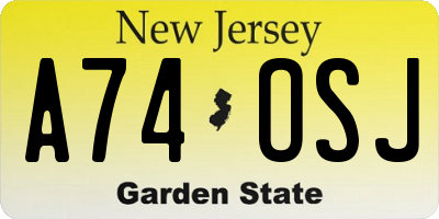 NJ license plate A74OSJ