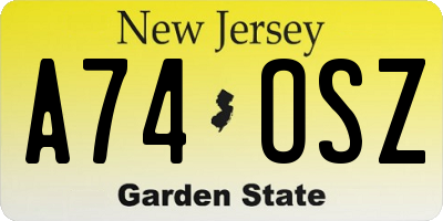 NJ license plate A74OSZ