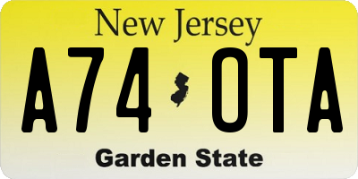 NJ license plate A74OTA