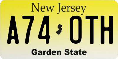 NJ license plate A74OTH