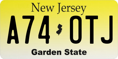 NJ license plate A74OTJ