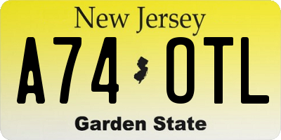 NJ license plate A74OTL