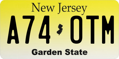 NJ license plate A74OTM