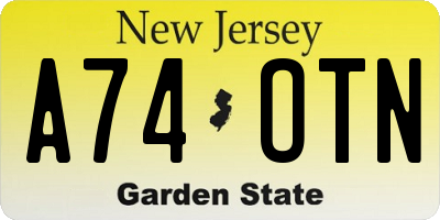 NJ license plate A74OTN