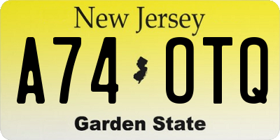 NJ license plate A74OTQ