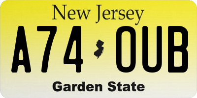 NJ license plate A74OUB