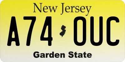 NJ license plate A74OUC