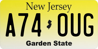 NJ license plate A74OUG