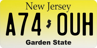 NJ license plate A74OUH