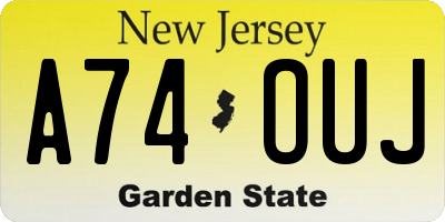 NJ license plate A74OUJ