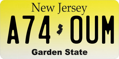NJ license plate A74OUM