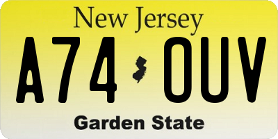 NJ license plate A74OUV