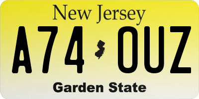 NJ license plate A74OUZ