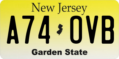 NJ license plate A74OVB