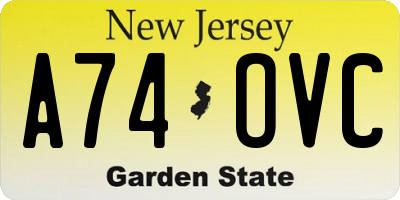 NJ license plate A74OVC
