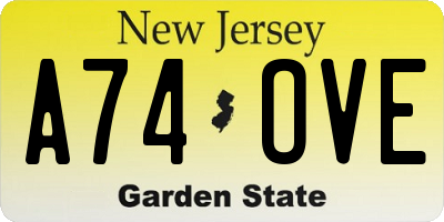 NJ license plate A74OVE