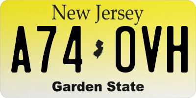 NJ license plate A74OVH
