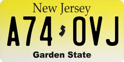 NJ license plate A74OVJ