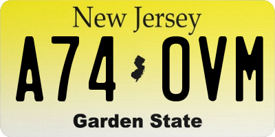 NJ license plate A74OVM