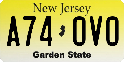 NJ license plate A74OVO