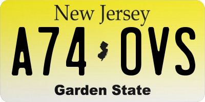 NJ license plate A74OVS