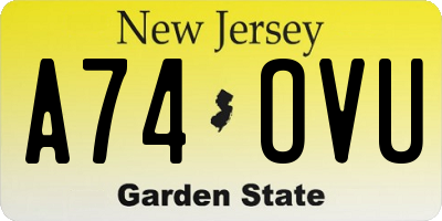 NJ license plate A74OVU