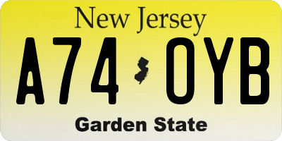 NJ license plate A74OYB